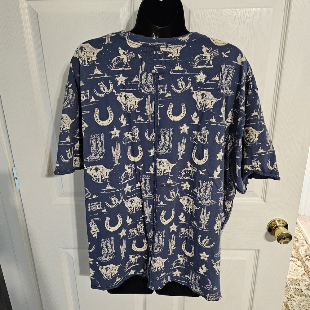 Free People Blue Western Graphic T-Shirt - Picture 2 of 6